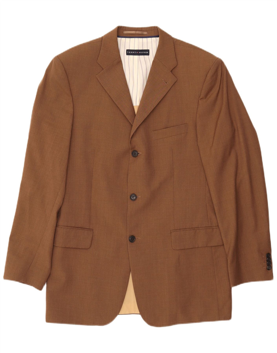 Jaqueta blazer masculina TOMMY HILFIGER com 3 botões Reino Unido 38 lã marrom médio