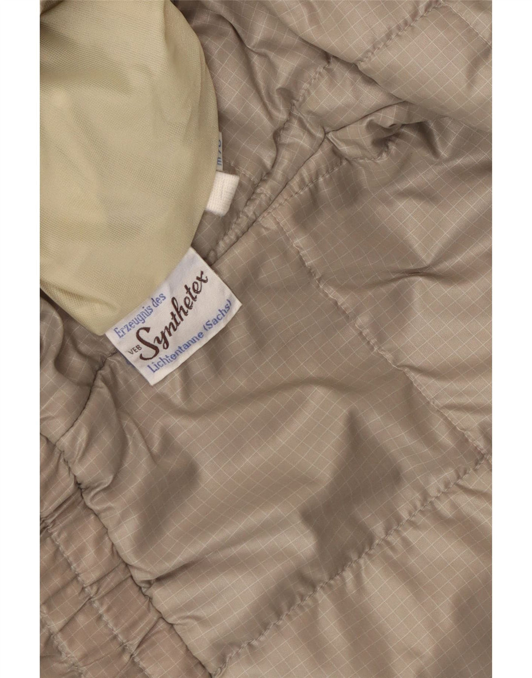 Jaqueta acolchoada feminina vintage UK 14 sintético azul médio Chevron