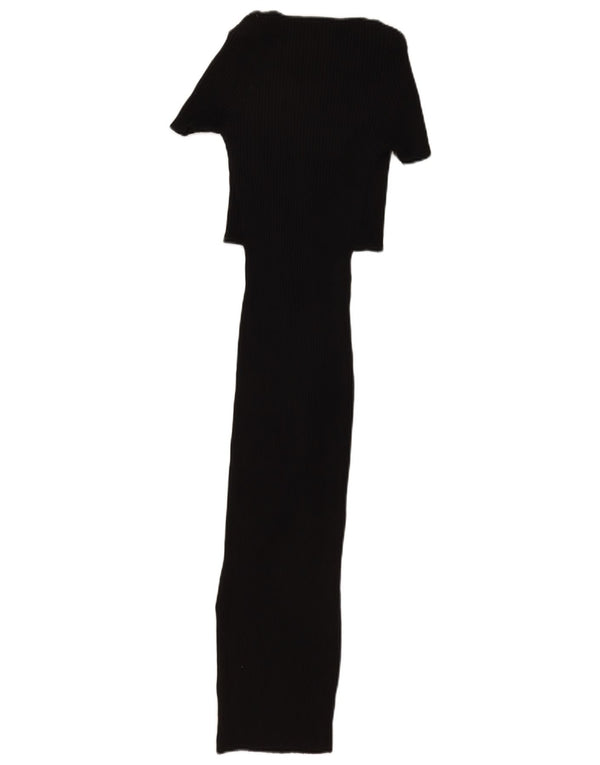 Vestido maxi feminino Zara Reino Unido 12 algodão preto médio