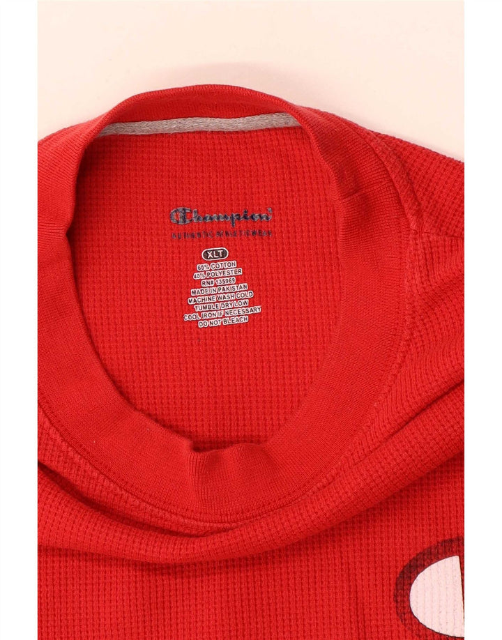 Campeão Mens Top Manga Longa XL Algodão Vermelho