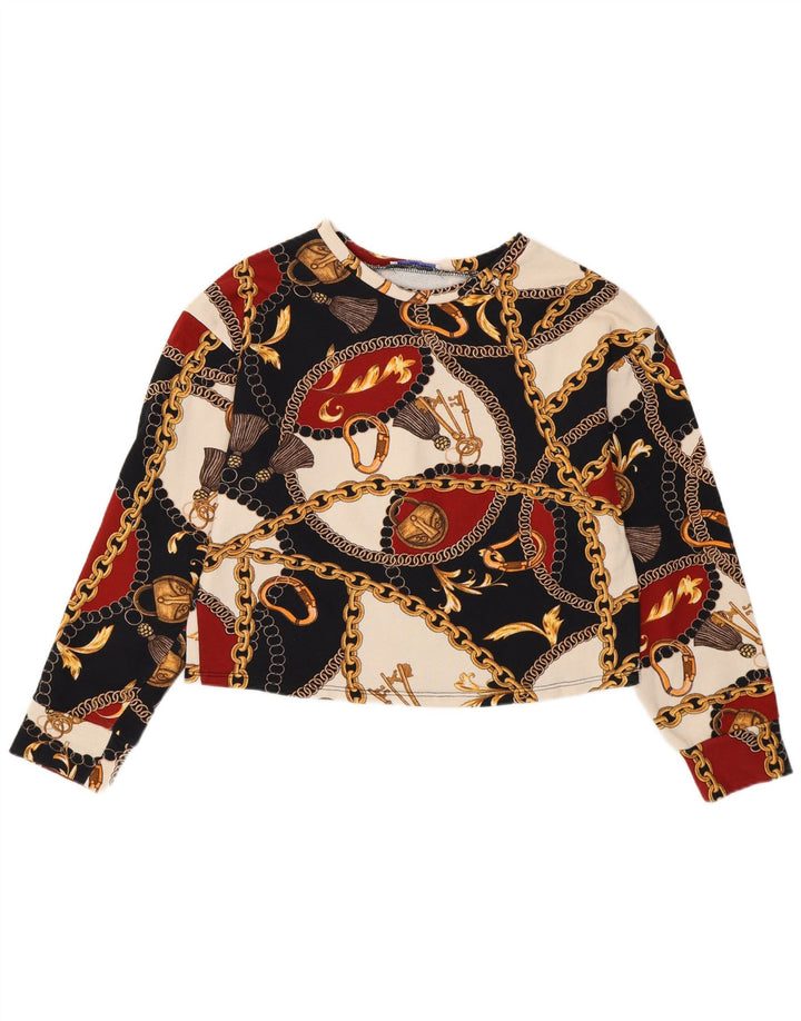 Zara blusa feminina oversized com padrão abstrato Reino Unido 10 pequena multicolorida