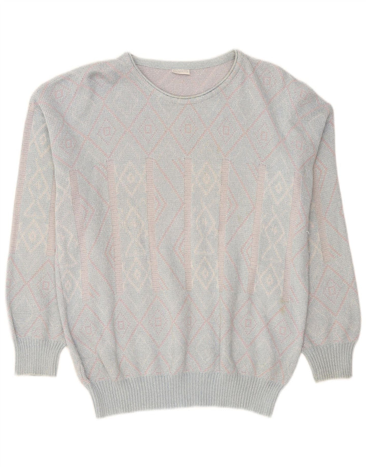 Suéter feminino Maselli com gola canoa IT 54 3XL Azul Argyle/Diamante