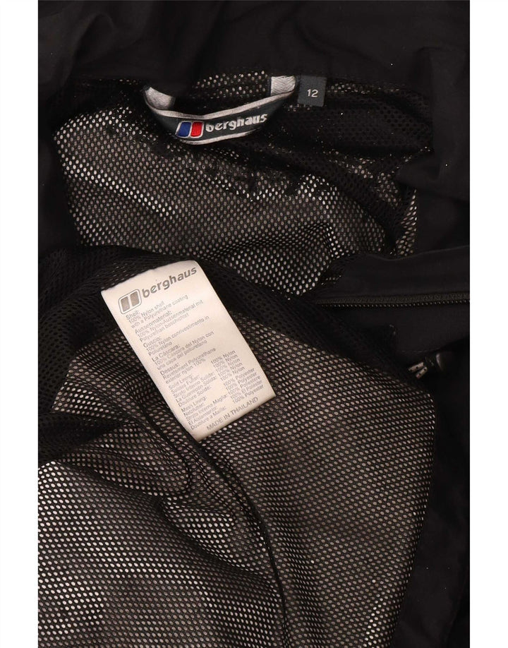 Jaqueta de chuva feminina com capuz Berghaus UK 12 nylon preto médio
