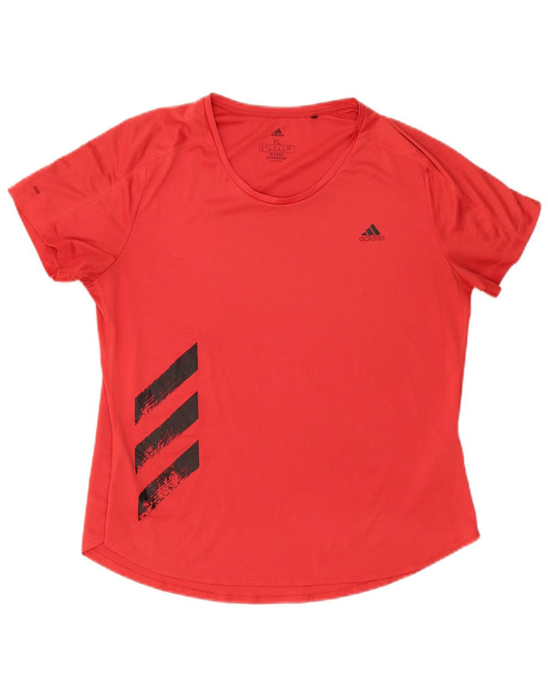 Camiseta feminina Adidas Aeroready Graphic Top UK 20/22 XL Poliéster Vermelho