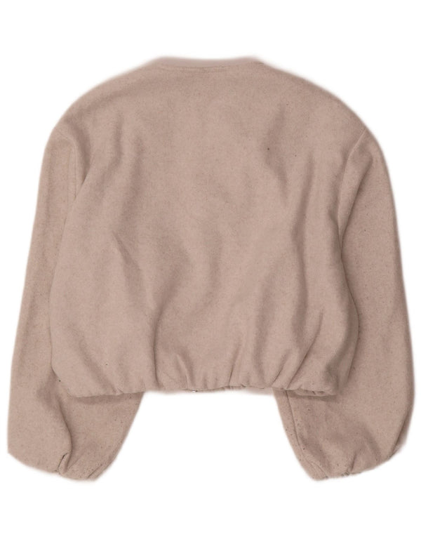 Zara Womens Crop Bomber Jacket UK 14 poliéster cinza médio