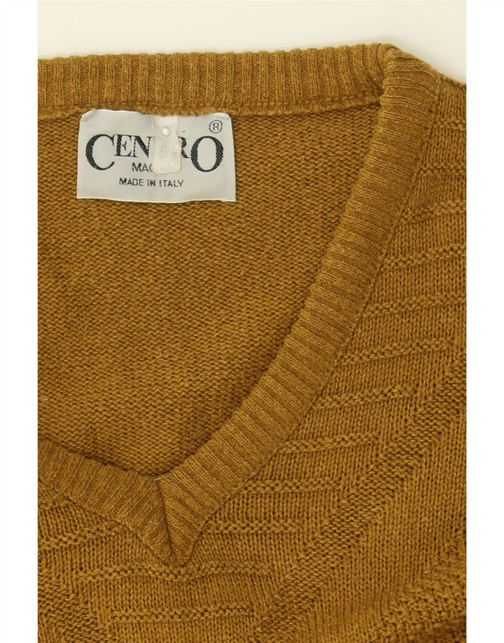 CENTRO MAGLIA Womens V-Neck Jumper Sweater IT 54 2XL Yellow Cotton Vintage Centro Maglia and Second-Hand Centro Maglia from Messina Hembry 