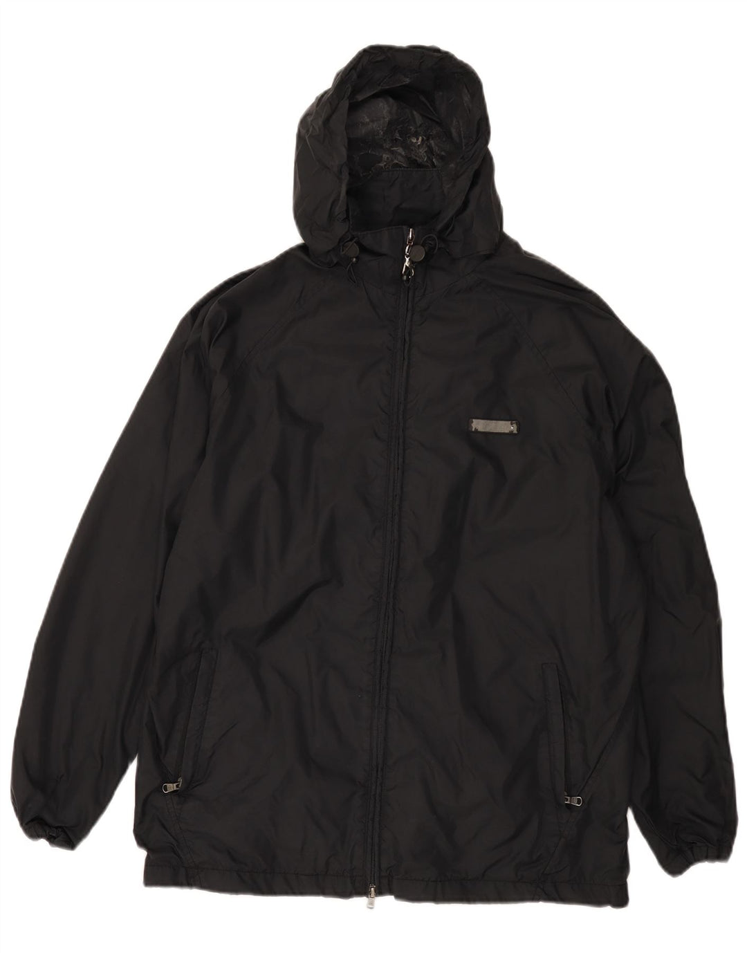 Jaqueta de chuva masculina com capuz Champion UK 36 pequena poliamida preta