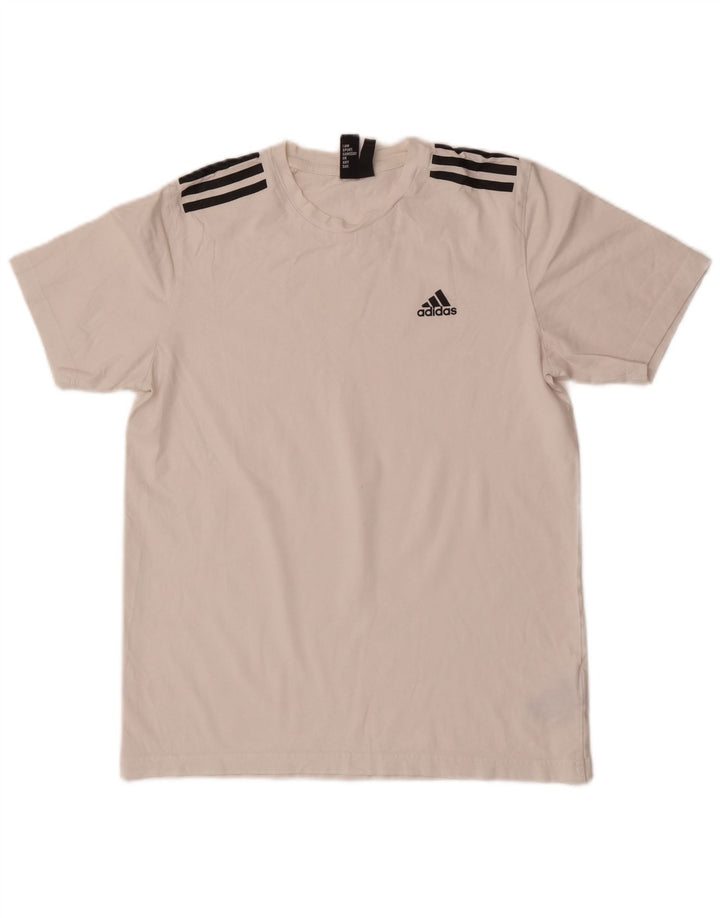 Adidas Mens T-Shirt Top Pequeno Algodão Branco