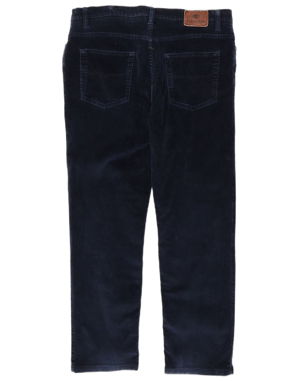 Calça masculina de veludo cotelê Marks & Spencer Blue Harbor reta W36 L31 marinho