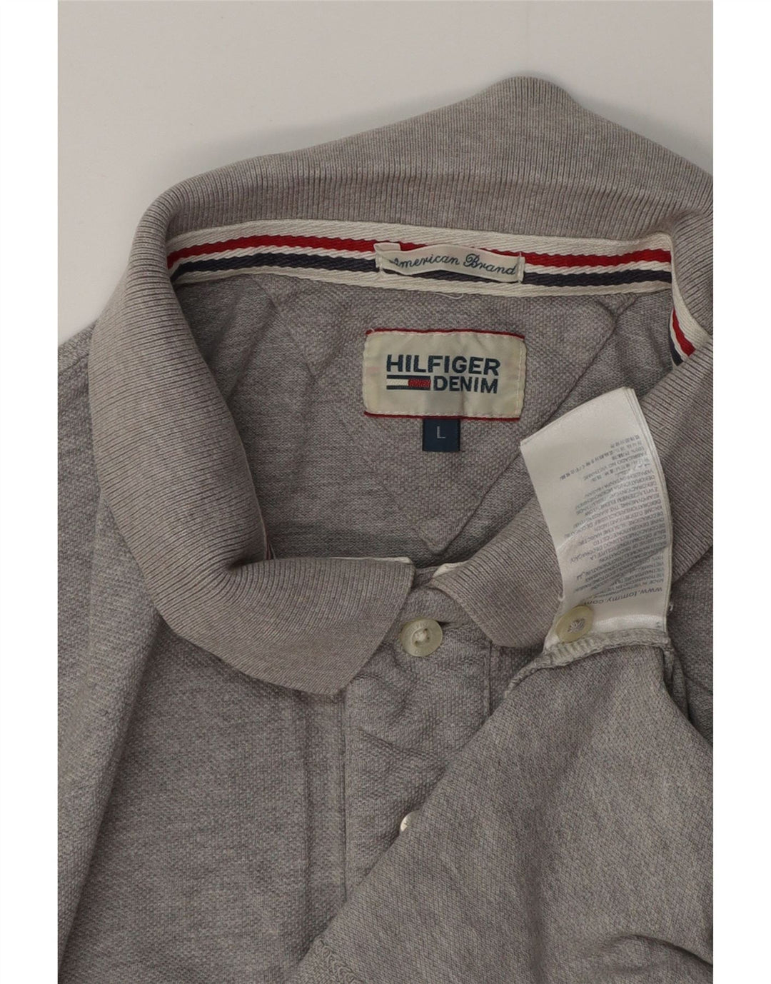 Camisa polo masculina TOMMY HILFIGER grande algodão cinza