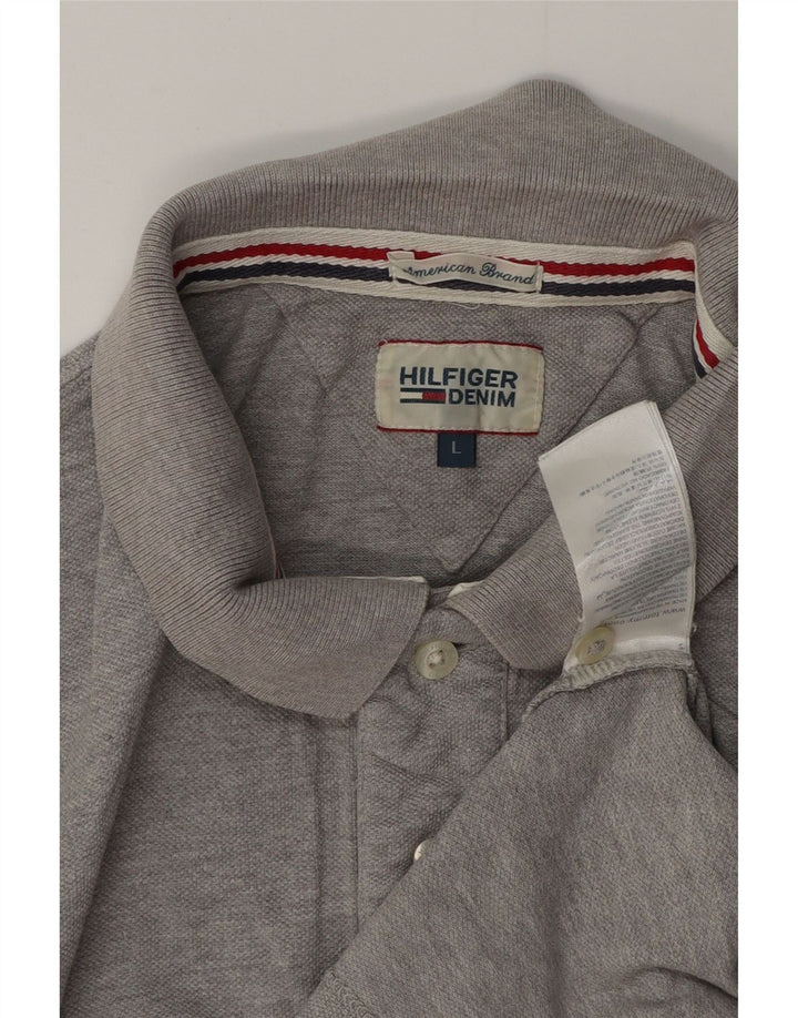 Camisa polo masculina TOMMY HILFIGER grande algodão cinza