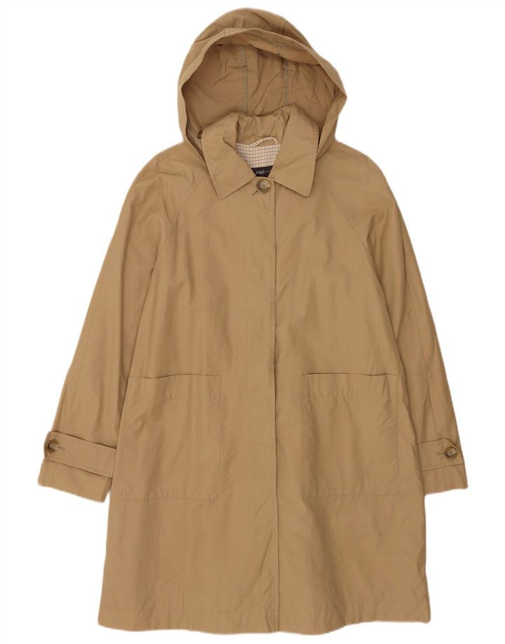 Capa de chuva feminina com capuz Marks & Spencer Reino Unido 12 algodão bege médio