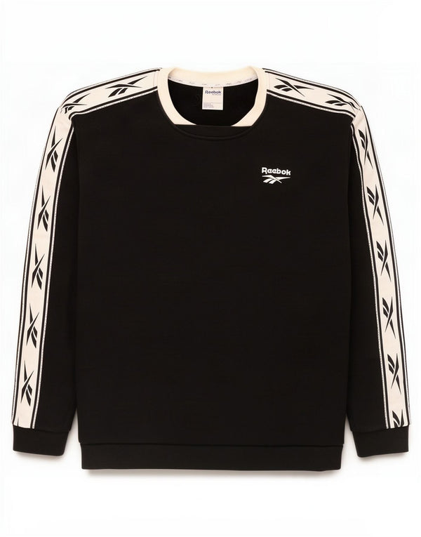 Reebok feminino gráfico moletom jumper UK 12/14 médio preto colorblock