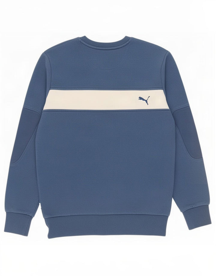 Puma Mens Graphic Moletom Jumper Pequeno Azul Colorblock