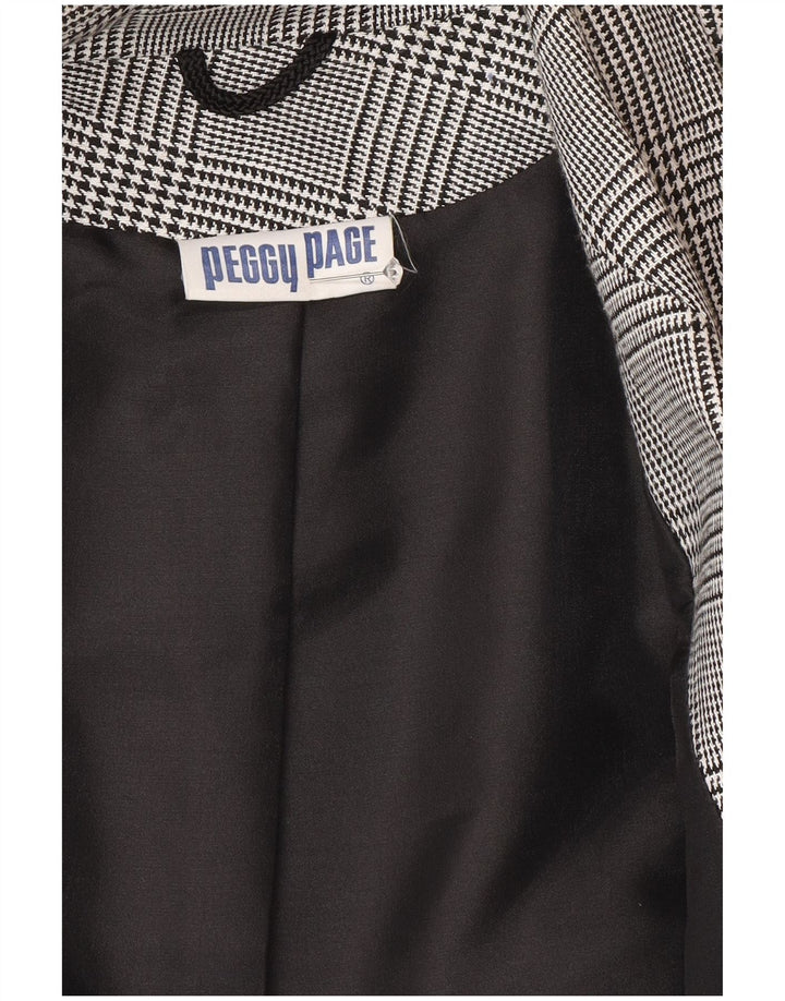 Jaqueta blazer feminina Peggy Page Reino Unido 14 grande cinza houndstooth