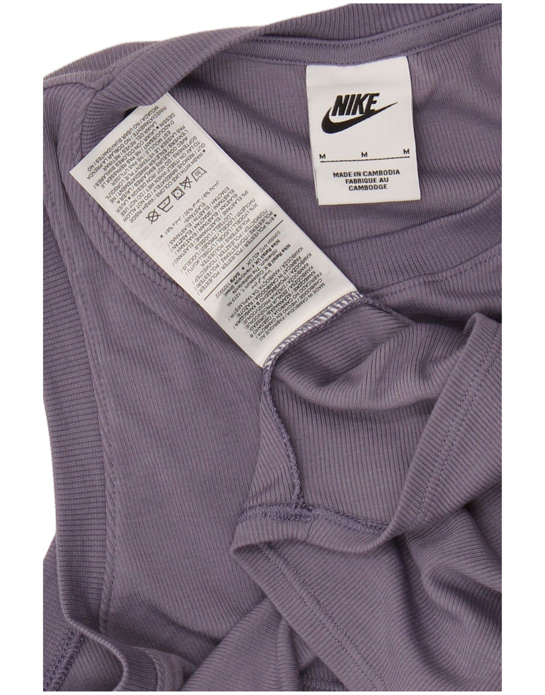 NIKE Womens Crop Vest Top UK 12 Médio Roxo Poliéster