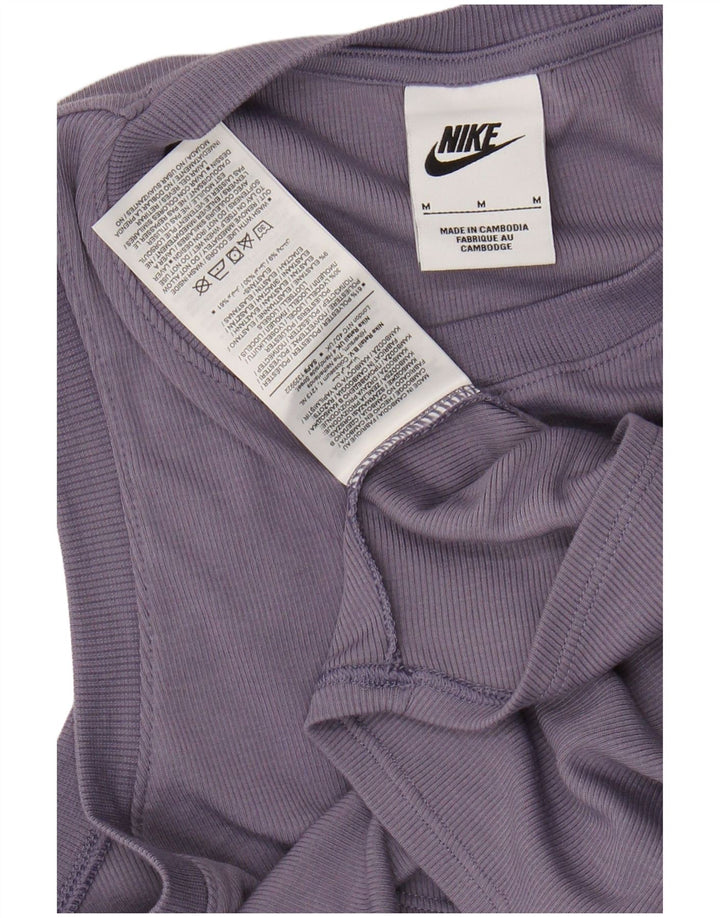 NIKE Womens Crop Vest Top UK 12 Médio Roxo Poliéster