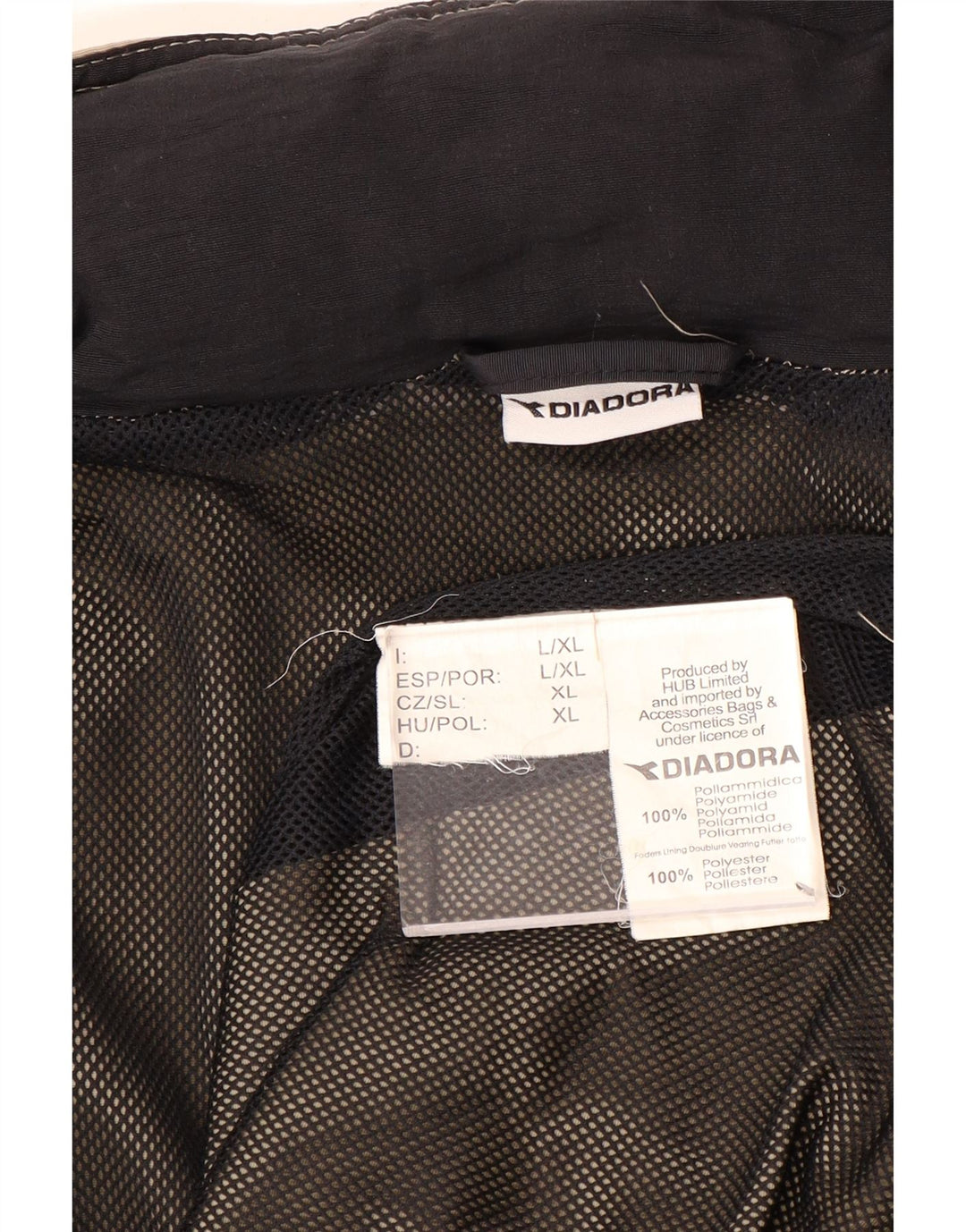 Jaqueta de chuva masculina Diadora com capuz UK 40 grande poliamida cáqui