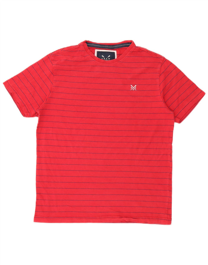 Camiseta masculina Crew Clothing Top médio listrado vermelho algodão