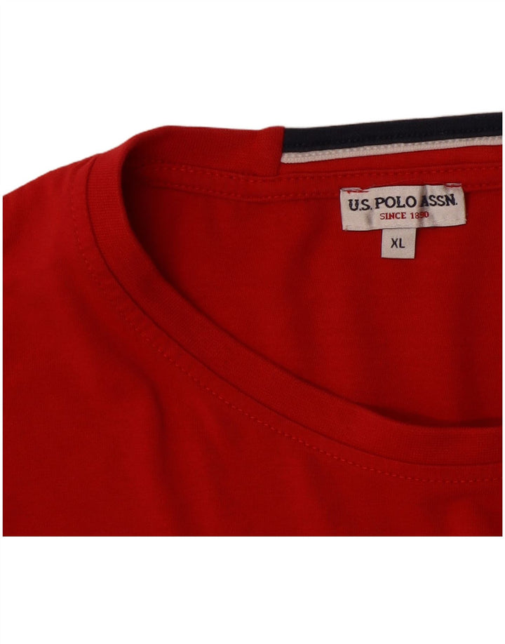 ASSN POLO DOS EUA. Top masculino manga comprida XL algodão vermelho
