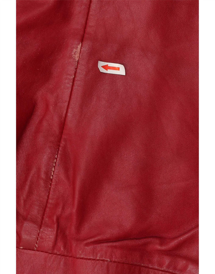 Jaqueta bomber de couro feminina vintage IT 46 grande vermelha