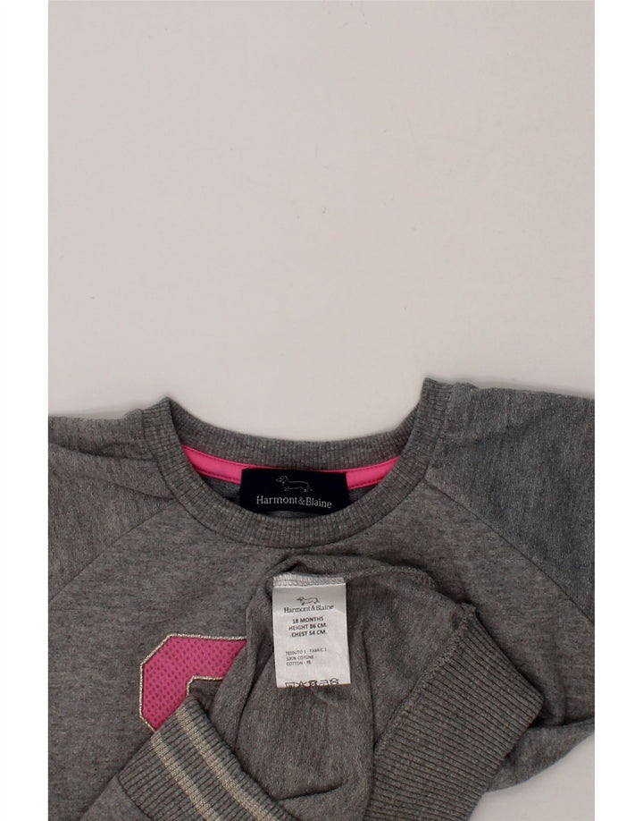 HARMONT & BLAINE Baby Girls Graphic Sweatshirt Jumper 12-18 Months Grey Vintage Harmont & Blaine and Second-Hand Harmont & Blaine from Messina Hembry 