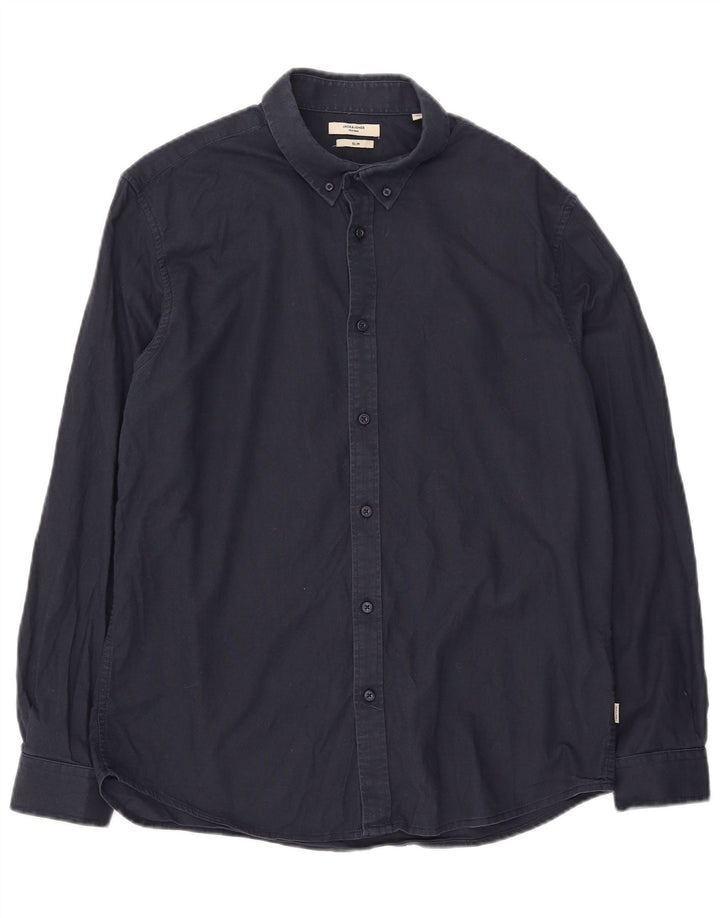 Camisa Slim Masculina Jack & Jones XL Azul Marinho Algodão