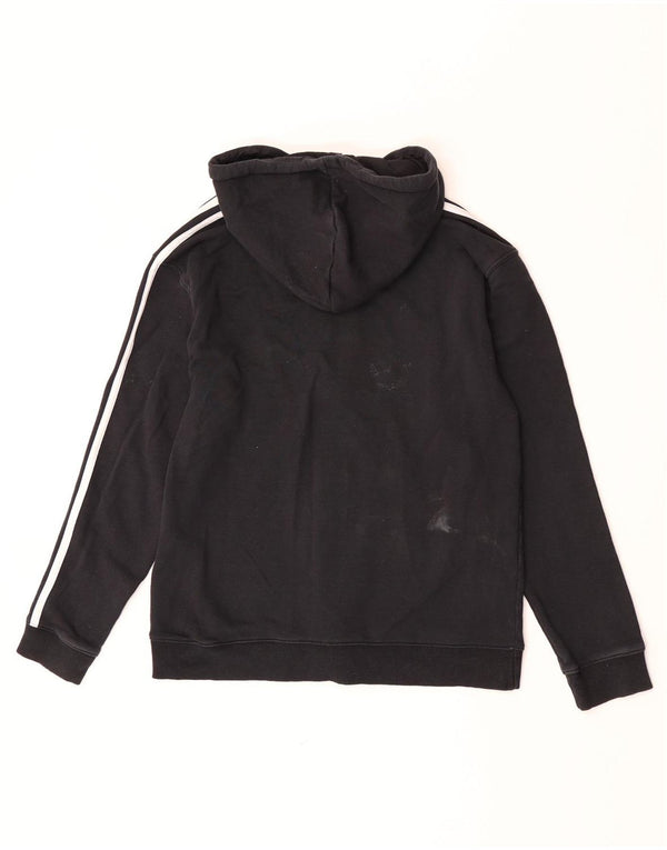 Suéter adidas feminino com capuz e zíper UK 12/14 médio algodão preto