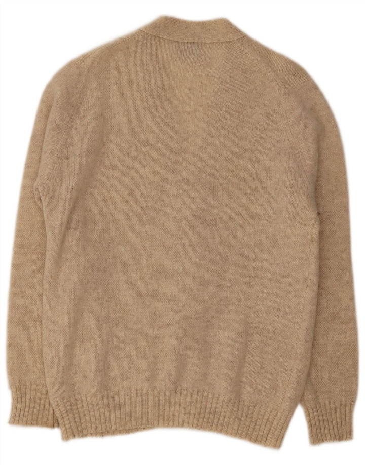 Suéter Cardigan Masculino Vintage XL Lã Bege