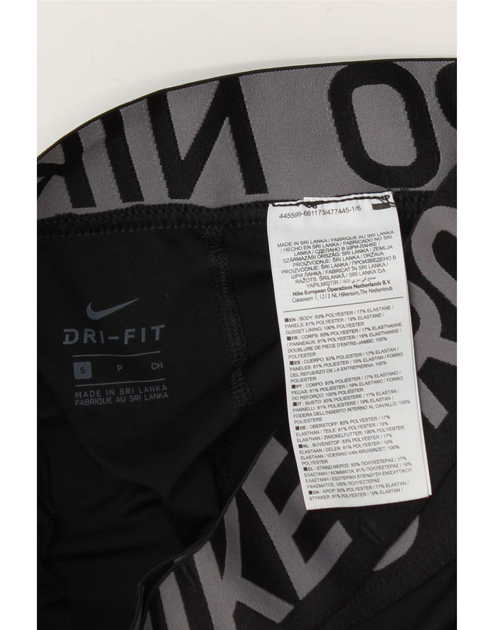 Leggings Nike Womens Dri Fit Graphic UK 8 Pequeno Poliéster Preto