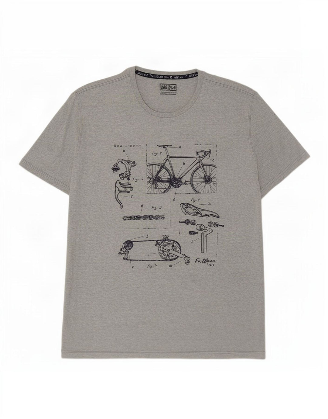 Camiseta gráfica masculina Fat Face Top 2XL algodão manchado cinza