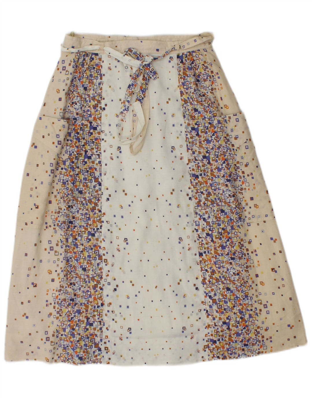 Conjunto de saia feminina PANCALDI & B de 2 peças UK 4 XS W24 algodão geométrico bege