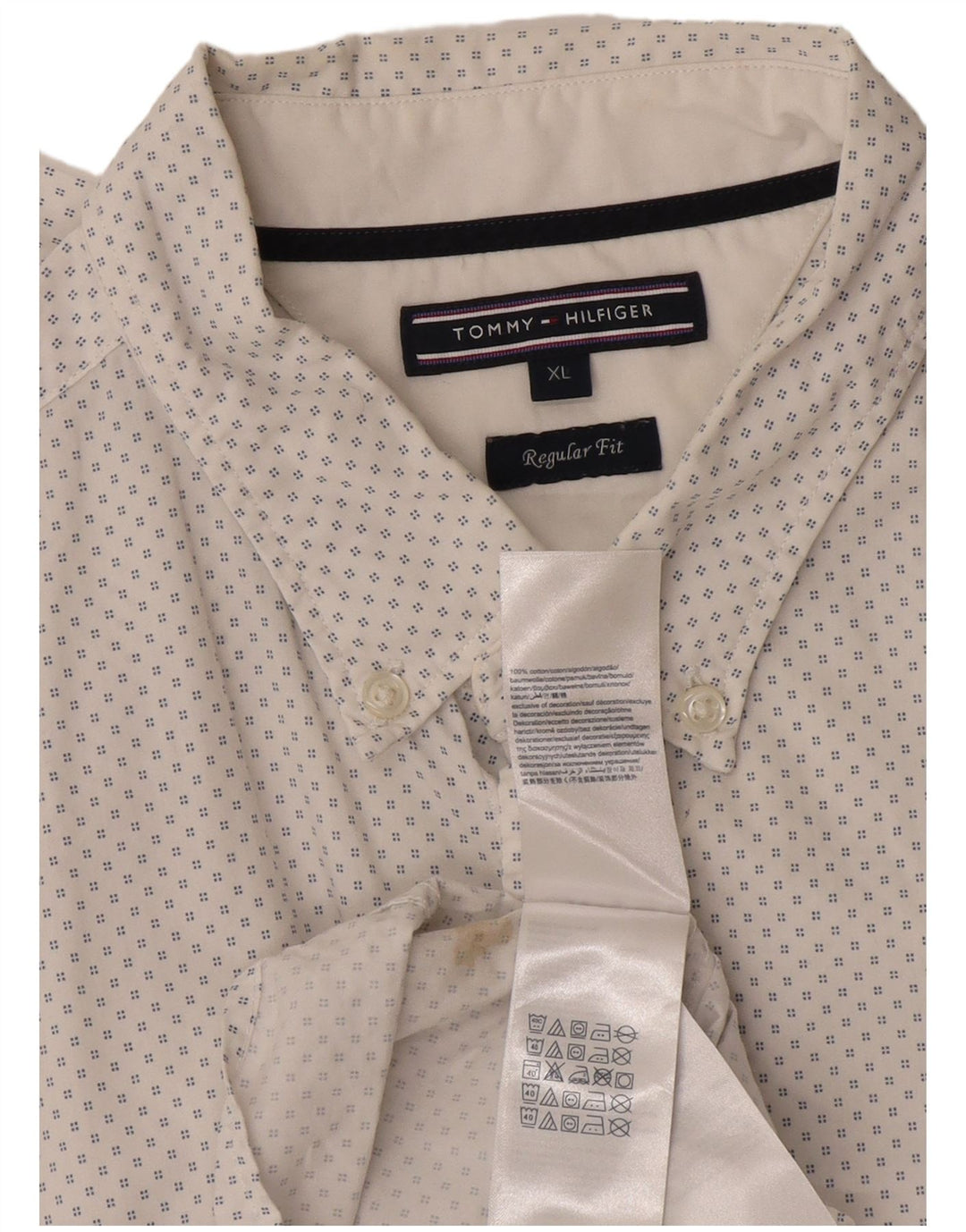 Camisa masculina Tommy Hilfiger Regular Fit XL algodão manchado branco