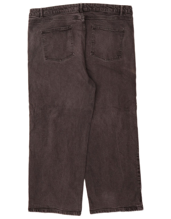 Calça jeans feminina Marks & Spencer com cintura alta e perna larga Reino Unido 22 3XL W44 L29 cinza