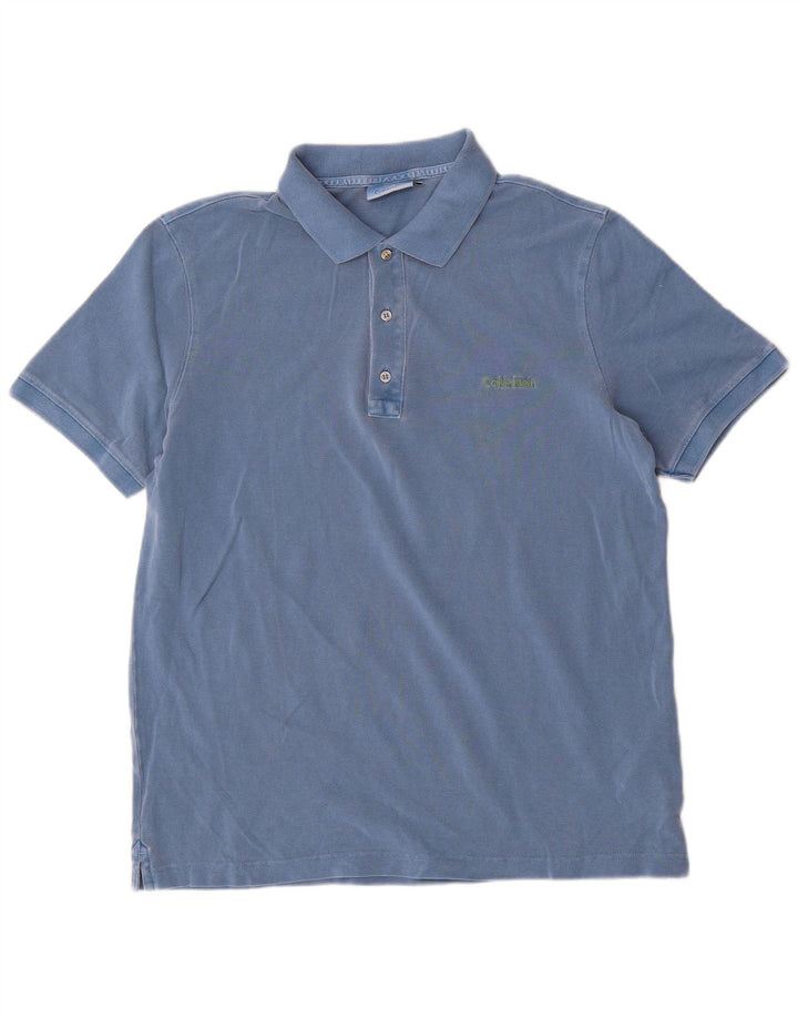 Camisa polo masculina Calvin Klein algodão azul médio