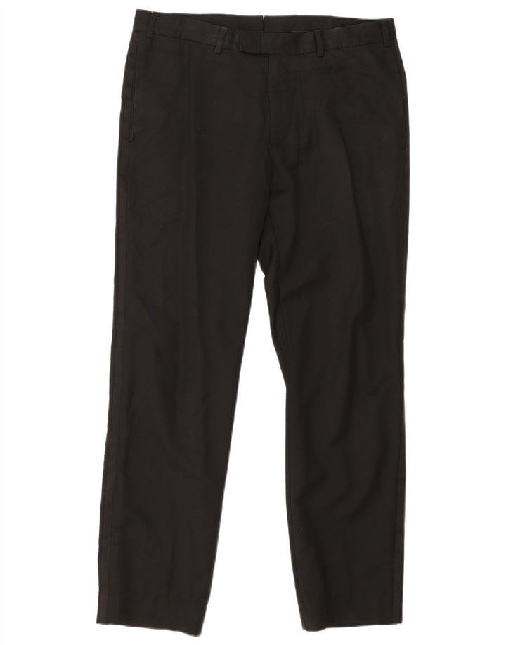 Calça masculina reta Massimo Dutti UE 42 grande W32 L30 lã preta