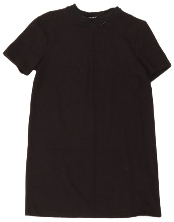 Zara Womens Shift Dress UK 12 Médio Algodão Preto