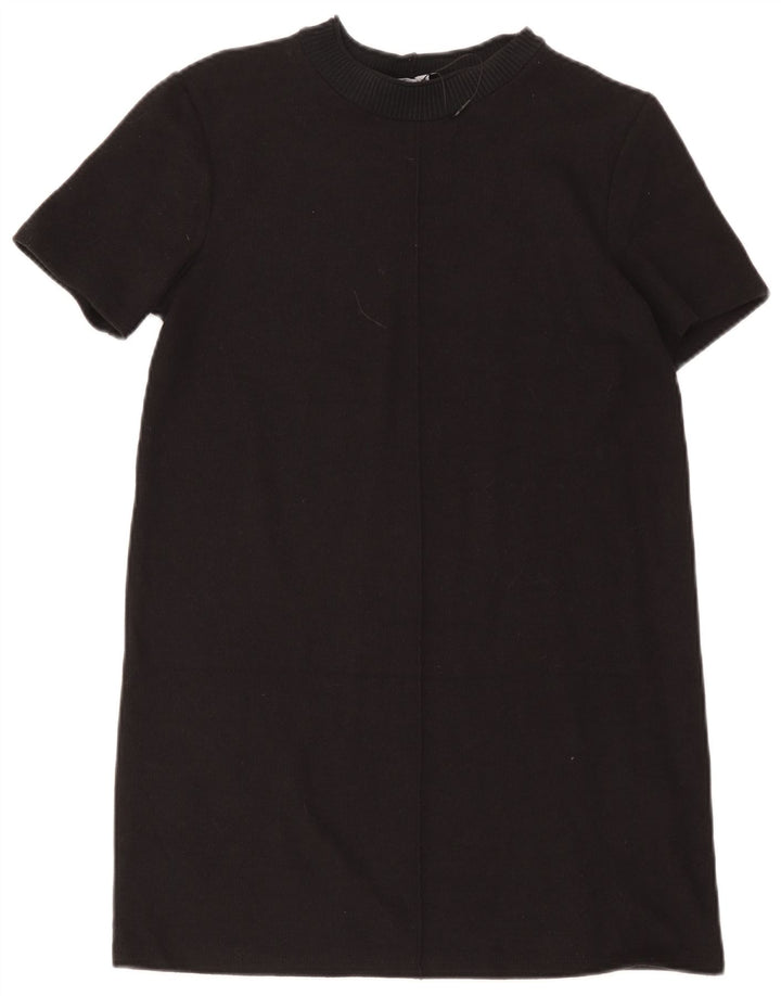 Zara Womens Shift Dress UK 12 Médio Algodão Preto