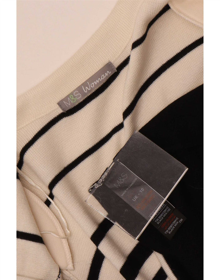 Suéter cardigã aberto feminino Marks & Spencer Reino Unido 10 listrado preto pequeno