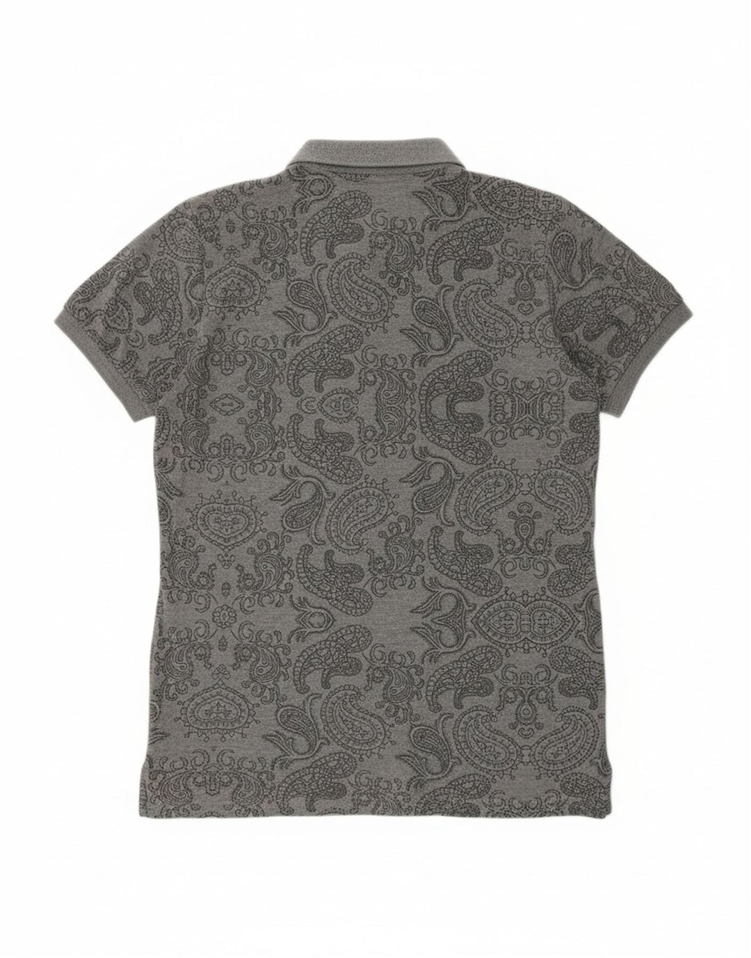 GURU Camisa polo masculina cinza médio algodão paisley