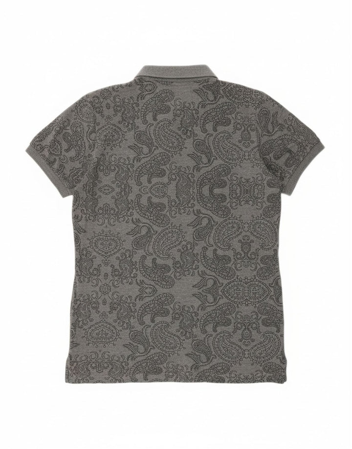 GURU Camisa polo masculina cinza médio algodão paisley