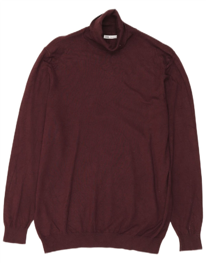 Zara Suéter masculino com gola redonda e viscose média Borgonha