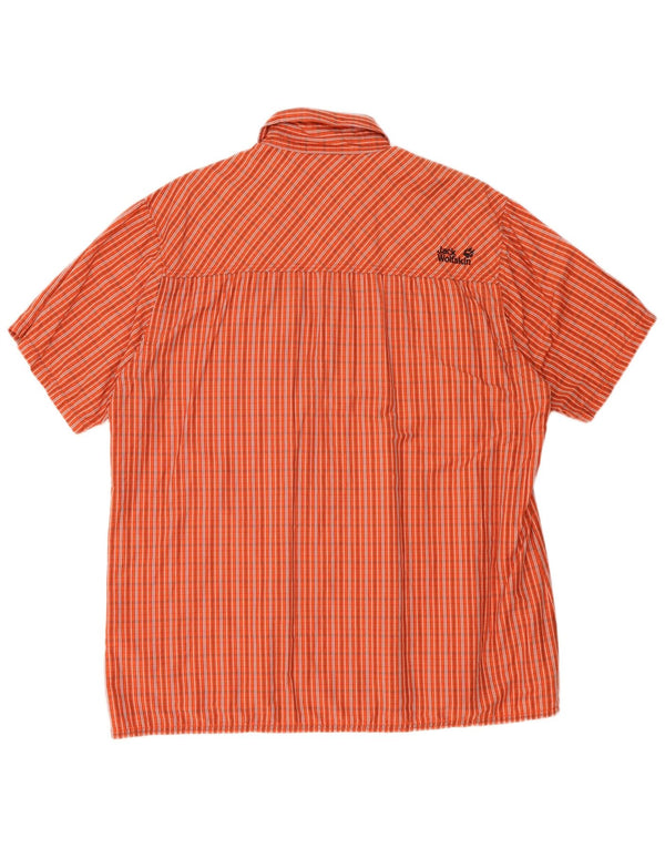 Camisa masculina de manga curta Jack Wolfskin XL laranja xadrez Lyocell