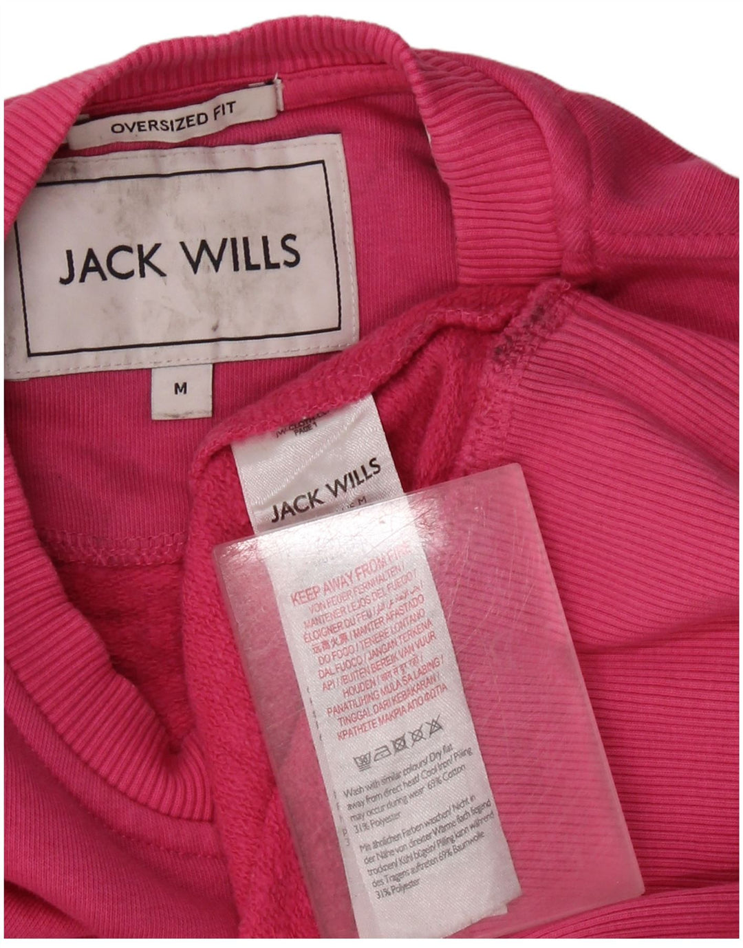 JACK WILLS Suéter feminino superdimensionado Reino Unido 14 algodão rosa médio