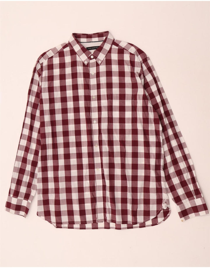 Camisa masculina French Connection XL Borgonha Gingham Algodão