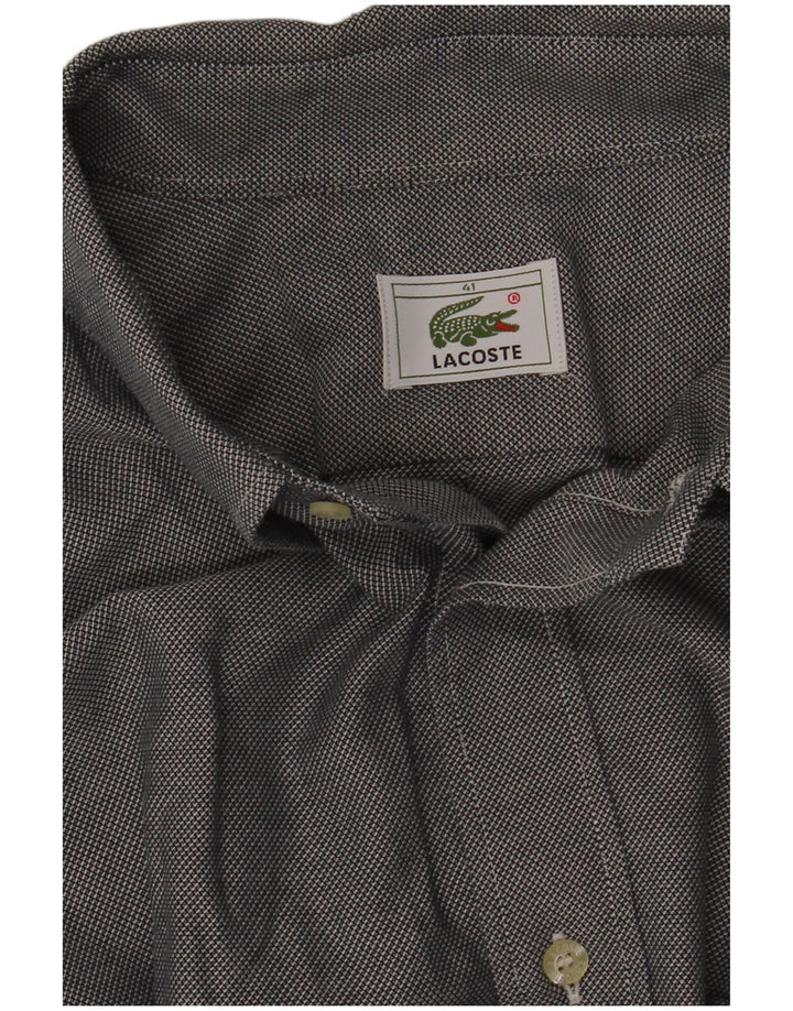 Lacoste Camisa masculina de manga curta tamanho 41 grande cinza manchado