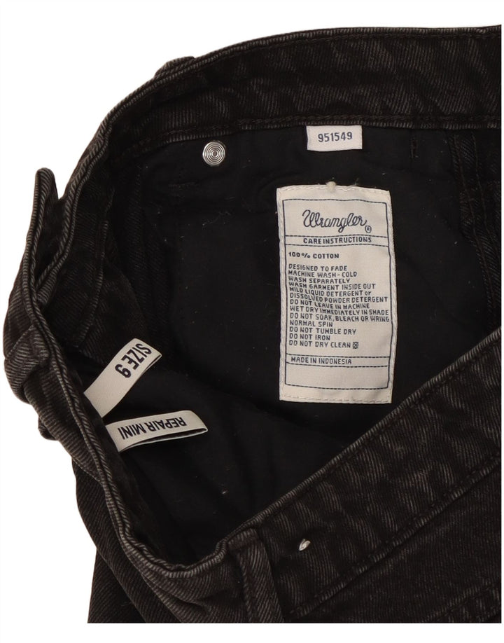 Mini saia jeans feminina Wrangler EUA 9 médio W27 algodão preto