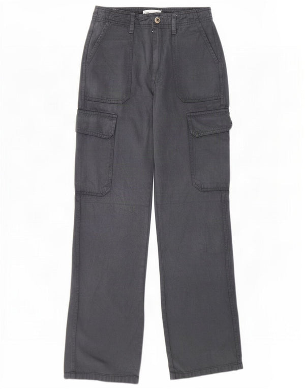 Calça cargo reta feminina Zara EU 34 2XS W24 L31 algodão cinza