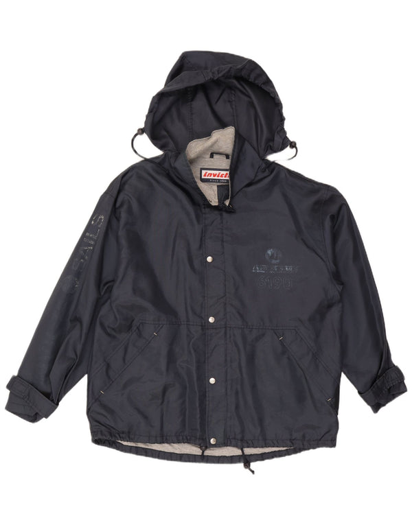 Jaqueta de chuva masculina Invicta Loose Fit Graphic com capuz Reino Unido 38 Médio Azul Marinho