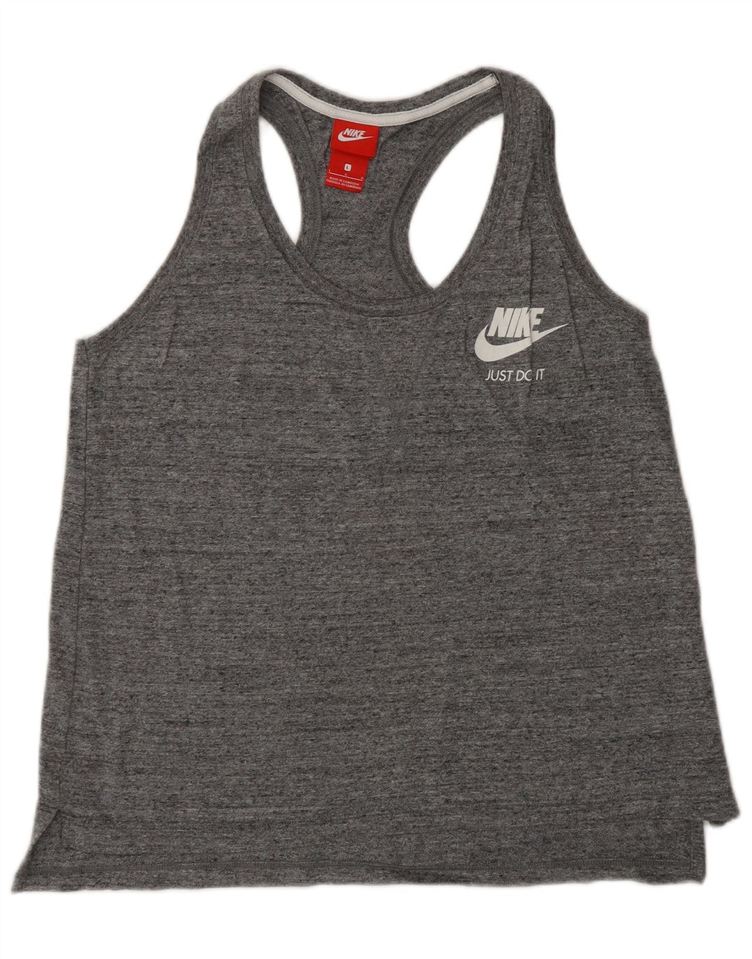 Colete feminino Nike UK 14 grande algodão manchado cinza